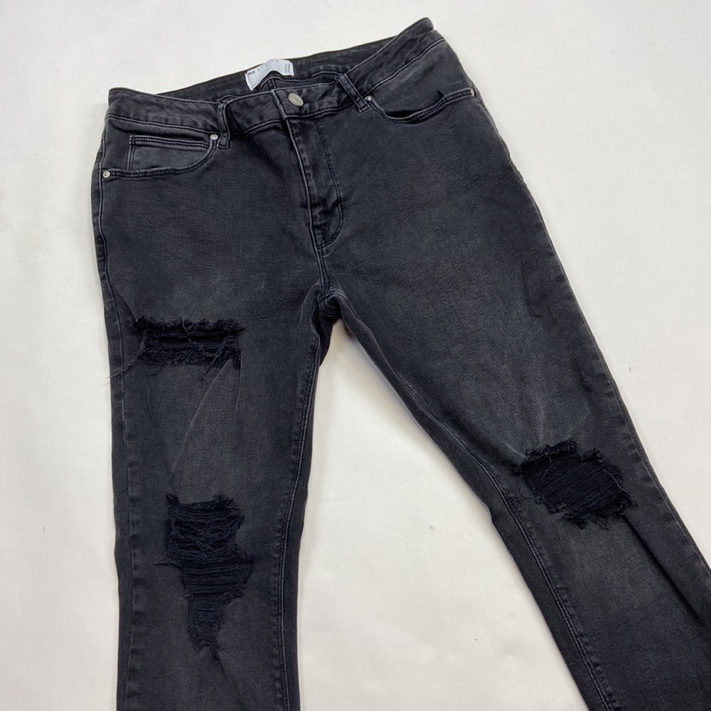 ASOS Design High Rise Destroyed Skinny Leg Ripped Factory Faded Designer Jeans - Picture 4 of 16